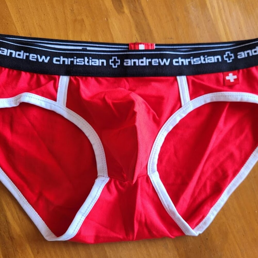 Andrew Christian Vintage Briefs Large Red NEW - Picture 5 of 7